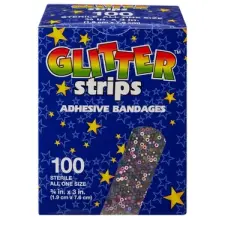 Glitter Stat Strip - Glitter Strips - Kids Adhesive Bandages, 3 in. x 3/4 in., 100 Count, 1 Pack