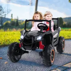 Costway 24V Kids Ride on UTV with 4 x 100W Powerful Engine Remote Control High/Low Speed Pink/Black/Red/Navy