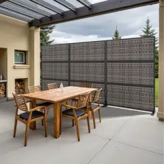Wooakway 72"H Black 3 Panel Woven Room Divider Patio Decorative Screen Freestanding Privacy Trellis