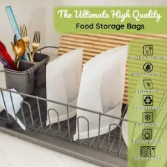 WeeSprout 100% Silicone Reusable Food Storage Bags - Set of 7 (Four 4 Cup Bags and Three 6 Cup)