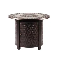 Oakland Living Aluminum Round 34" 37000 BTUs Outdoor Patio Dining Table