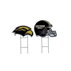 NCAA Southern Mississippi Golden Eagles 2pk Logo and Helmet Garden Stake Set