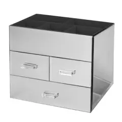 OnDisplay Miro 3 Drawer Tiered Mirrored Glass Makeup/Jewelry Organizer
