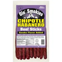 Buffalo Bills 7oz Chipotle Habanero Ole Smokies (Beef Sticks) - Four 7oz Packs