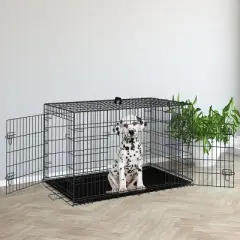 BestMassage 24/30/36/42/48 Inch Dog Crate Dog Cage Dog Kennel with Double Door Removable Tray & Handle Indoor Outdoor Pet Crate