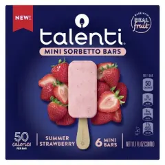 Talenti Mini Sorbetto Fruit Bars Summer Strawberry with Real Fruit - Frozen - 6pk/11.1 fl oz