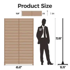 SEVOBAL Patio Decorative Screens 6 Piece Plastic Patio Screen with Venetian Flower Design for Yard, Garden, Indoor Spaces, Brown, 45.47"15.75"72.05"