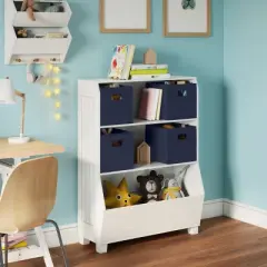 34" Kids' Bookcase with Toy Organizer and 4 Bins - RiverRidge Home