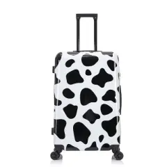 InUSA PRINTS Lightweight Hardside Large Checked Spinner Suitcase - Cow
