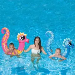 Swim Central 2ct Inflatable Seahorse Noodle Swimming Pool Toys 54" - Pink/Blue