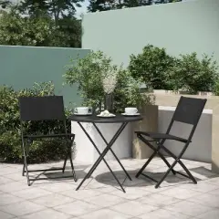 Emma and Oliver Set of 2 Folding Chairs for Indoor/Outdoor Use with Flex Comfort Material and Steel Frames