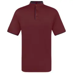 Men's Short Sleeve Henley Polo Shirt with Contrast-Trim