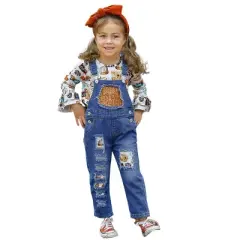 Girls Tie Dye Pumpkin Patched Denim Overall Set - Mia Belle Girls