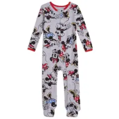 Disney Minnie Mouse Baby Girls 2 Pack Zip Up Sleep N' Play Coveralls Newborn to Infant 