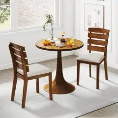 Costway Dining Chair Set of 2/4 Upholstered Kitchen Chair with Slatted High Backrest