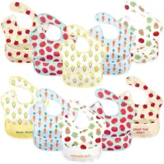 Hudson Baby Infant Waterproof Polyester Bibs 10pk, Veggies