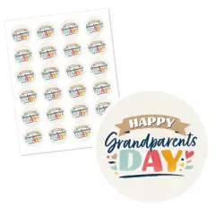 Big Dot of Happiness Happy Grandparents Day - Grandma & Grandpa Party Circle Sticker Labels - 24 Count