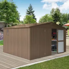 Syemin Deck Boxes Durable, Horizontal Compact Storage Shed for Garden, Backyard, Patio, Closet Deck Box, Brown, 138.11"*106.5"*78.7"