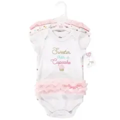Little Treasure Baby Girl Cotton Bodysuits 3pk, Cupcake