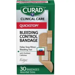 Curad Quickstop! Bleeding Control Bandages Assorted Sizes, 30 Count