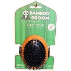 Bamboo Groom Curry Brush W/Rubber Bristles