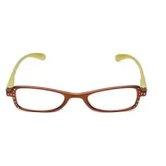Calabria 837 Metallic Reading Glasses|Womens|Hard Case|Crystal Accents|Vibrant|Spring Hinged|18 Power Options|Mahogany Bronze/Golden Yellow|+1.50