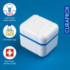 Curaprox BDC 110 Denture & Appliance Cleaning Box &ndash; Blue Soaking Container with Lift Basket