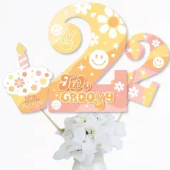 Big Dot of Happiness Two Groovy - Boho Hippie Second Birthday Party Centerpiece Sticks - Table Toppers - Set of 15