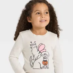 Toddler Girls' Long Sleeve Halloween Graphic T-Shirt - Cat & Jack&trade; Cream