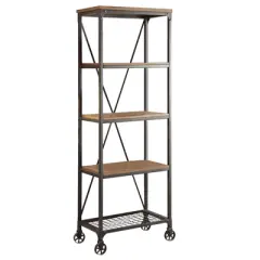 Millwood 26" 5 Shelf Metal Bookcase in Pine - Lexicon