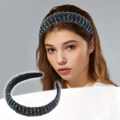 Unique Bargains Crystal Headband Rhinestone Hairband for Women Multicolor 1.2 Inch Wide 1Pc