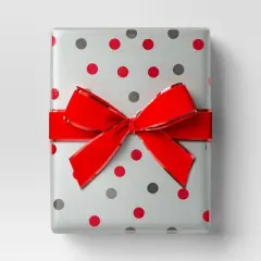 30&rdquo; 25 sq ft Christmas Roll Wrap Red Gray Silver Dot - Wondershop&trade;