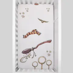 NoJo Warner Bros. Harry Potter Magical Moments White and Gold Photo Op Fitted Crib Sheet