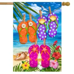 Hanging Flip Flops Summer House Flag Tropical Beach 28" x 40" Briarwood Lane