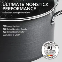 Michelangelo 10pc Non Stick Pots and Pans Set with Granite Interior