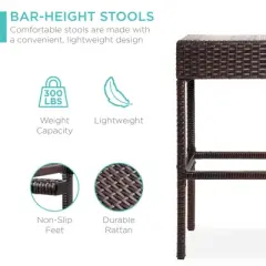 Best Choice Products 5-Piece Patio Wicker Bar Set w/ Built-In Bottle Opener, Hidden Storage Shelf, 4 Stools