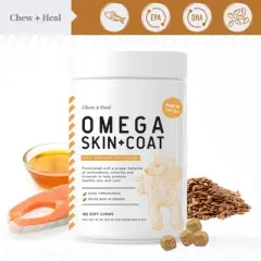 Chew + Heal Omega Skin + Coat, Dog Supplement, Salmon Oil with Essential Fatty Acids & Vitamins - 360 Delicious Chews