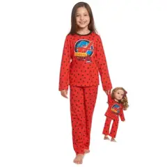 Miraculous Ladybug Girls Pajama Shirt Pants and Matching Doll Outfits 4 Piece Set Little Kid to Big Kid 