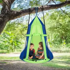 Infans 40" Kids Hanging Chair Swing Tent Set Hammock Nest Pod Seat Green