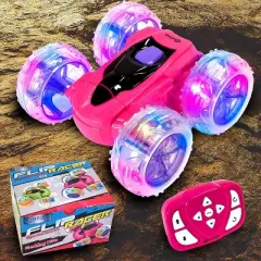 Contixo Remote Control Car SC3  -Stunt Car Toy,  4WD Double Sided 360&deg; Rotating RC  -Pink