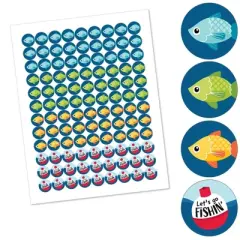 Big Dot of Happiness Let's Go Fishing - Fish Birthday Party or Baby Shower Round Candy Sticker Favors - Labels Fits Chocolate Candy (1 sheet of 108)
