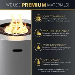 Kinger Home Loren 32-Inch Round Propane Fire Pit, Alloy Steel