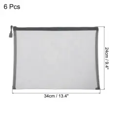 Unique Bargains Nylon Mesh Zipper Pencil Case Storage Pockets 6 Pcs