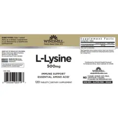 Windmill L-Lysine HCl 500 mg - 120 Tablets