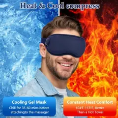 Eye Massager with Heat and Cooling Mode - Heated Eye Mask for Reduce Eye Strain and Improved Sleeping - Blue