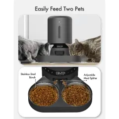 PETLIBRO Automatic Cat Feeder for Two Cats, 5L Dry Food Dispenser with Splitter and Two Stainless Bowls, 10s Meal Call and Timer Setting for Cat & Dog