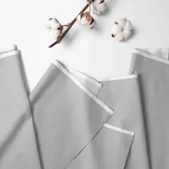  Bacati - 3 Layer Ruffled Crib/Toddler Bed Skirt - White/Gray/Steel
