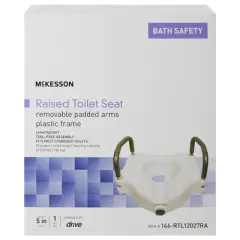 McKesson Raised Toilet Seat, Removable Arms, 5" Height, 1 Count