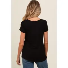 PinkBlush Black Basic V-Neck Short Sleeve Maternity Top