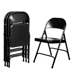 Set of 4 Heavy Duty All Steel Folding Chairs - Hampden Furnishings